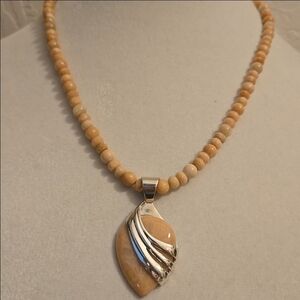 Jay King Mine Finds Peach Stone Pendant Necklace